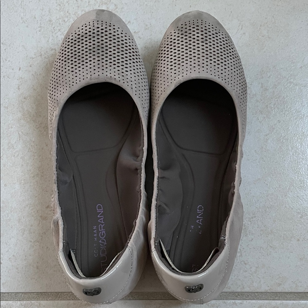 Cole Haan Light Gray Perforated Ballet Flats